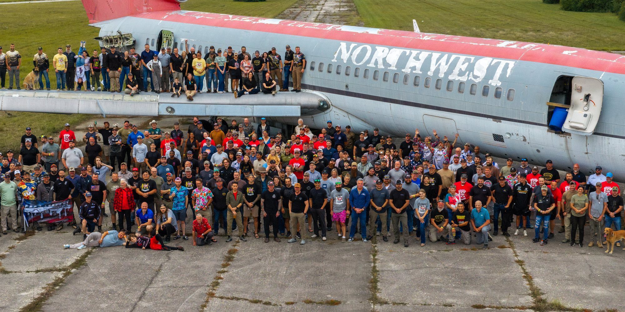 Gold Star and Surviving families gather with competitors and volunteers for the 2026 Memorial 3 Gun group photo