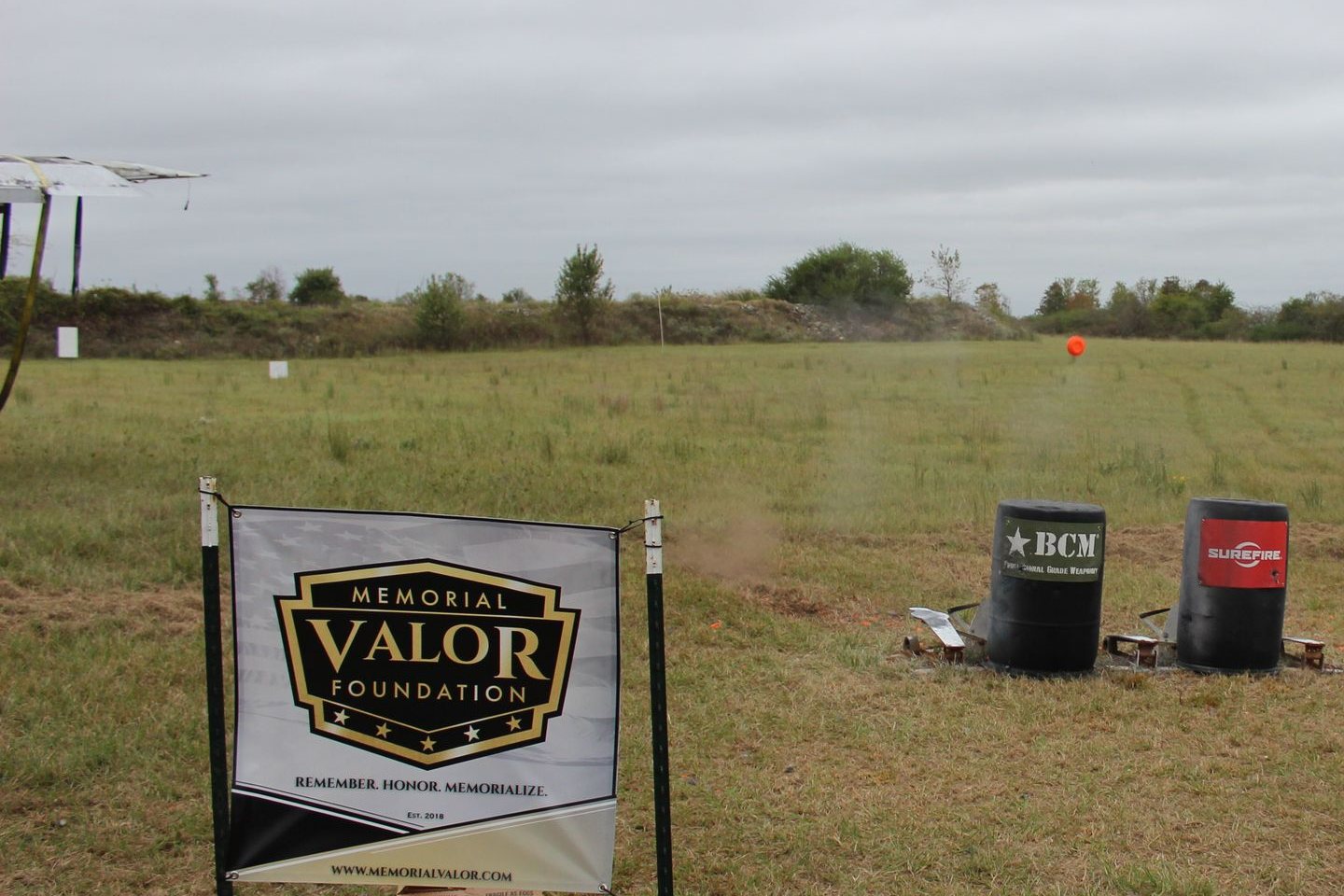 Memorial Valor Foundation stage sign on the range